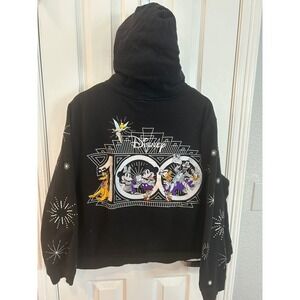 Disney parks Zip Up Hoodie Black 100th Anniversary Mickey & Friends Embroidered